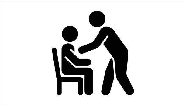 Caregiver Helping Elderly Person Sit Down Icon vector