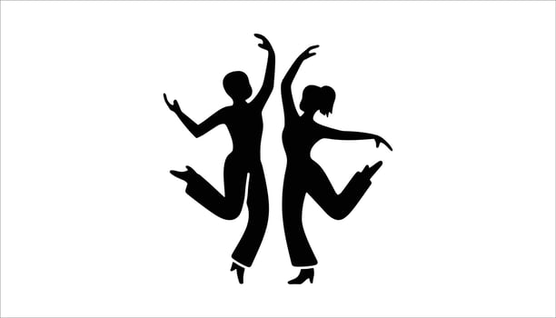 Dance Silhouette Two Women Dancing Illustration for Party, Performance, or Celebration Design vector