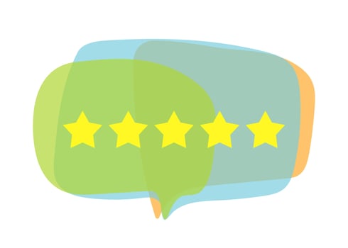 Five stars awarded for excellent service in customer review feedback vector