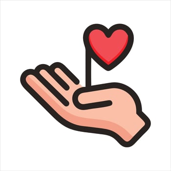Heart in Hand Donation, Charity, Love, Care, Giving, Support, Kindness, Help, Compassion, Humanity. vector