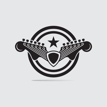 Bold Electric Guitar Icon for Music Label vector