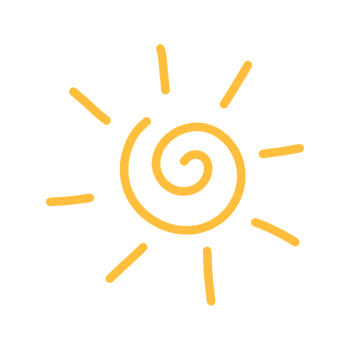 Spiral sun doodle icon with hand drawn design style for graphic element png