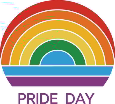 Rainbow Pride Day Celebration Logo with Multicolor Arches and Text for LGBT Support and Equality Awareness vector