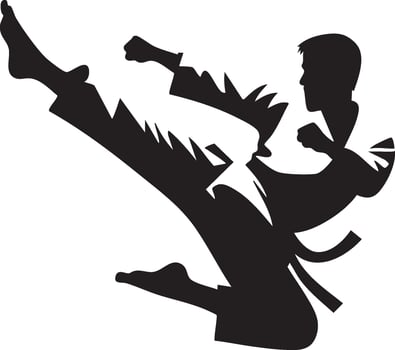 Logo of Dynamic Karate Kick Silhouette For Martial Arts vector
