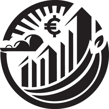 Logo of Financial Growth with Euro Symbol and Sun Rays vector