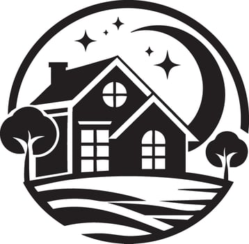 Logo of Dreamy Home With Moon and Stars Illustration Concept vector