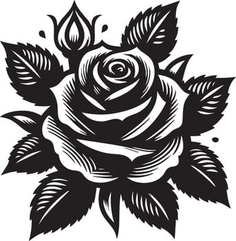 Logo of Elegant Rose Illustration with Bud and Leaves vector