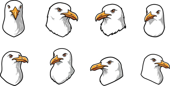 Camel head set with multiple profile views black and white illustration for design and creativity use vector