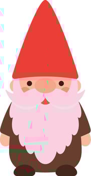 Garden gnome with red hat and pink beard cute fantasy character illustration vector