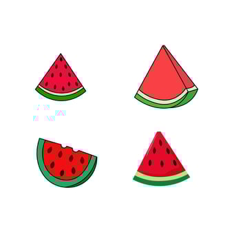 Illustration of Four Cartoon Watermelon Slices on White Background vector