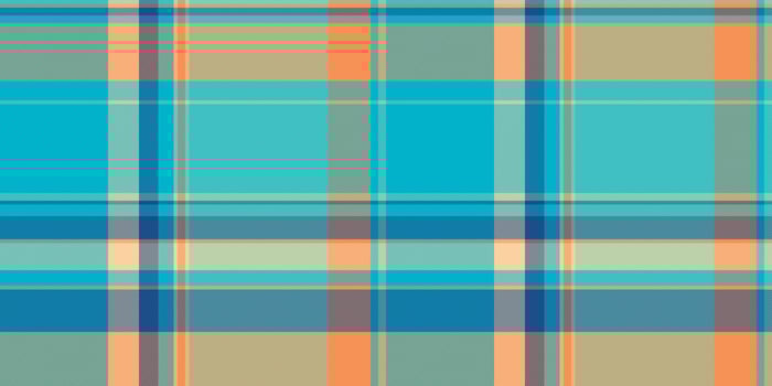Vibrant teal, orange, and beige plaid pattern. Perfect for textile design, website backgrounds, or fashion projects. vector