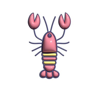 3D Lobster Adorable Crustacean Icon, Animated Underwater Wildlife, and Beach Mascot png