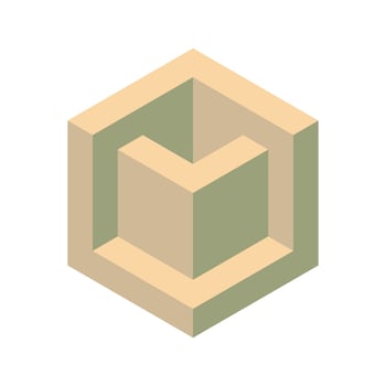 Abstract isometric cube design. Neutral earth tones create a calming, minimalist aesthetic. Perfect for backgrounds, presentations, or as a conceptual symbol of depth, complexity, or innovation. vector