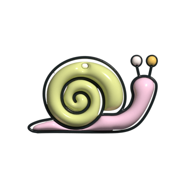 Cute 3D Snail Icon Cartoon Slowpoke, Happy Forest Bug, and Shelled Animal png