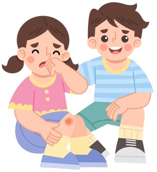 Illustration of Children Supporting Each Other After a Fall png