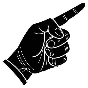 Vintage Style Black Hand Silhouette Pointing Right Direction vector