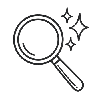 Doodle magnifying glass with sparkles transparent background graphic design creative environment close-up view inspiration png