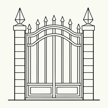 Outline illustration of elegant gate entrance architecture for design vector