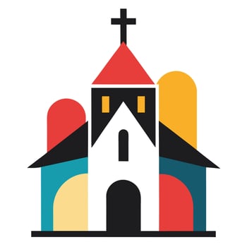 Colorful geometric church building illustration graphic design vector