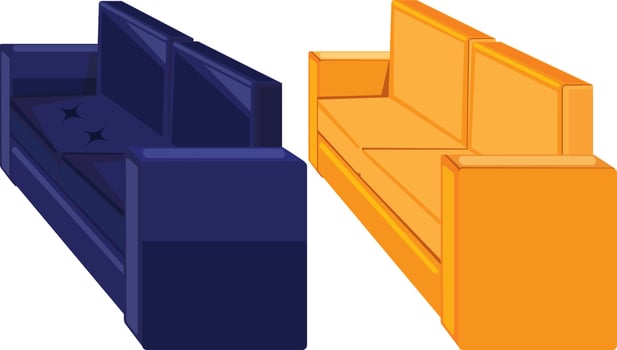 Two Sofa For Living Room Interior Furniture Side View vector