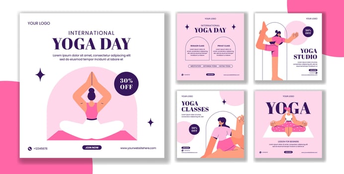 Flat Illustration of International Yoga Day for Social Media Post Design vector