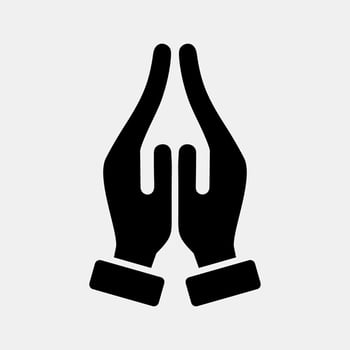 Icon prayer. Buddhism and vesak elements. Icon in glyph style. vector