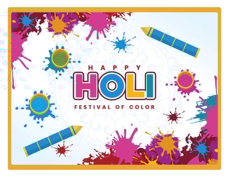 Colorful Holi festival celebration with bright splashes of paint. vector