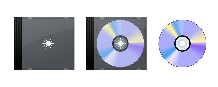 Compact disc in case with cover and without case isolated on white background vector