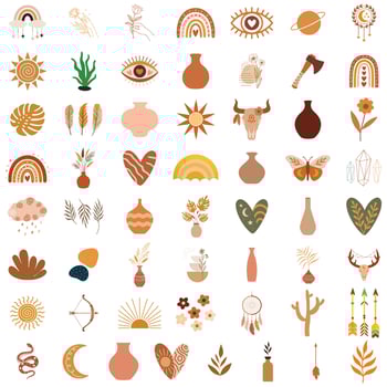 collection of Boho Abstract Clipart Elements Wall Art Design Illustration for Sublimation Files vector