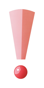 Geometric exclamation mark with pink and red elements png