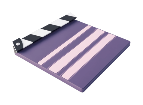 Purple and pink movie clapperboard with black and white top png