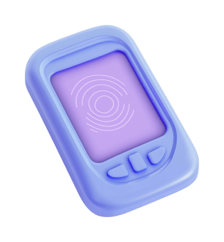 Futuristic blue handheld device with touchscreen technology png