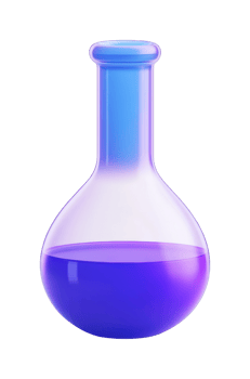 Transparent glass flask with purple liquid for scientific experimentation png