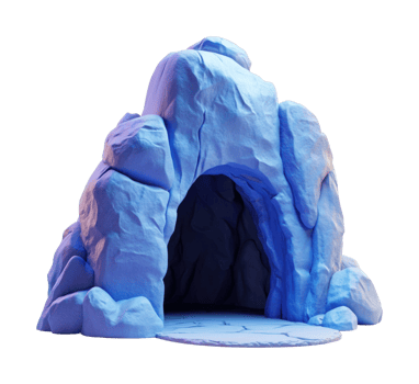 Blue rocky cave entrance with natural stone formation png