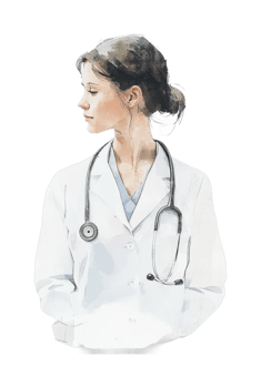 Young caucasian female doctor with stethoscope looking to the side png