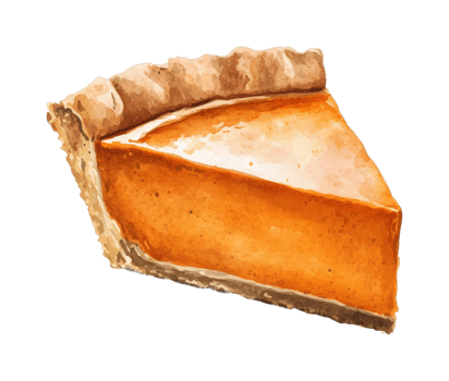 Detailed slice of pumpkin pie with flaky crust png