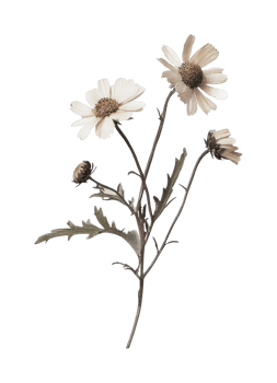 Delicate wild daisy flowers with foliage png