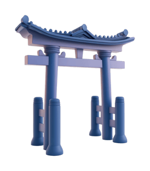 Traditional japanese torii gate with curved roof design png