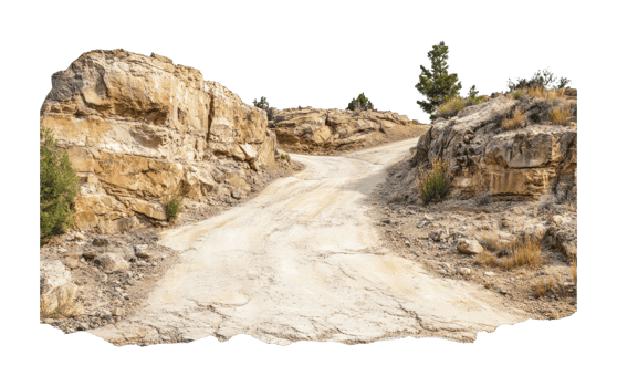 Rugged desert mountain path winding through rocky terrain png