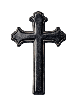 Detailed black metal gothic cross emblem art design png