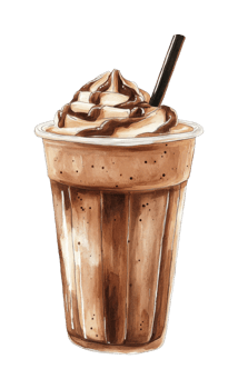 Delicious chocolate milkshake with whipped cream and straw png