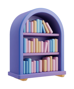 Colorful bookshelf with assorted books in modern design png