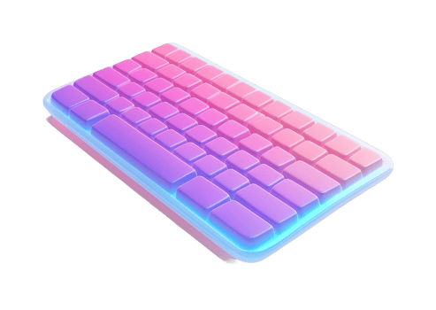 Gradient colorful keyboard with pastel pink and blue tones png
