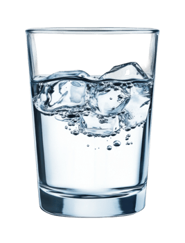 Refreshing glass of ice water with clear cubes png