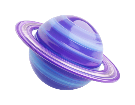 Vibrant purple and blue saturn-like planet with rings png