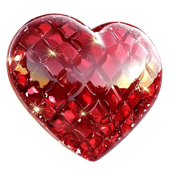 Red heart sparkling glitter texture a classic symbol of On Transparent Background png