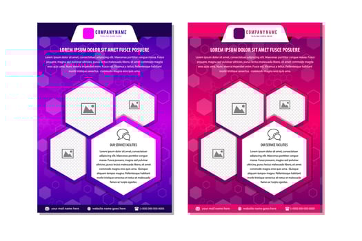 Abstract technology cover with hexagon elements. High tech brochure design concept. Futuristic business layout. Digital poster templates. gradient purple and pink colors. hexagon space for photo vector