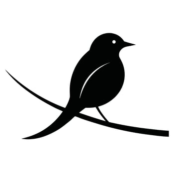 Silhouette of a bird perched on branch vector