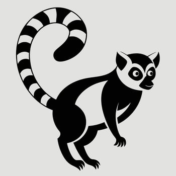 Black and white stylized lemur illustration vector