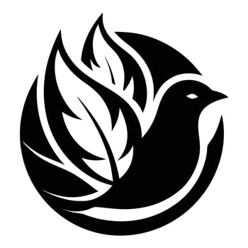 Dove with leaves logo illustration vector
